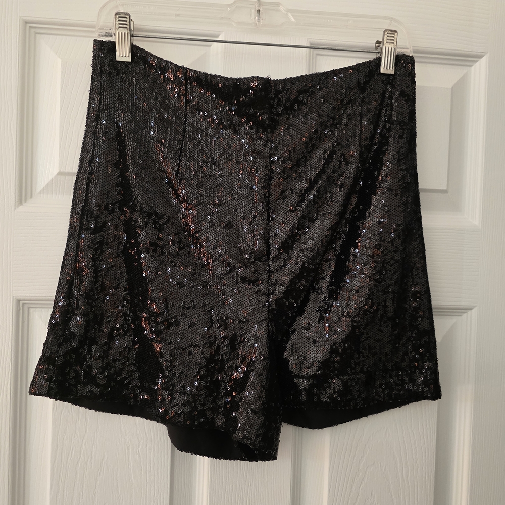 Zara Black Sequin High Waist Shorts